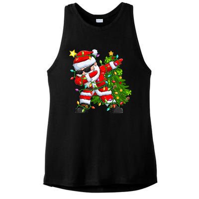 Festive Santa Tree Lights Unique Christmas Gifts Ladies PosiCharge Tri-Blend Wicking Tank