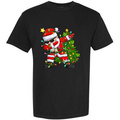 Festive Santa Tree Lights Unique Christmas Gifts Garment-Dyed Heavyweight T-Shirt