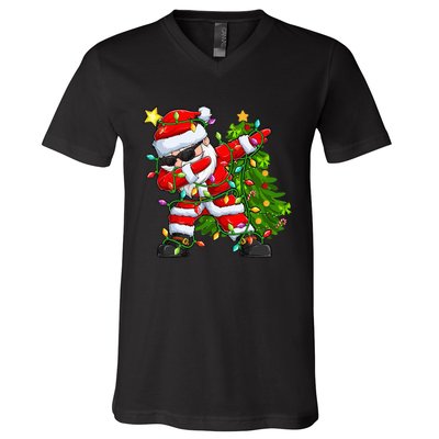 Festive Santa Tree Lights Unique Christmas Gifts V-Neck T-Shirt