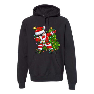 Festive Santa Tree Lights Unique Christmas Gifts Premium Hoodie