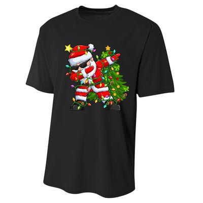 Festive Santa Tree Lights Unique Christmas Gifts Performance Sprint T-Shirt