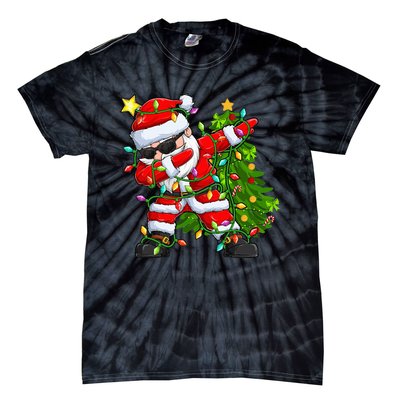 Festive Santa Tree Lights Unique Christmas Gifts Tie-Dye T-Shirt