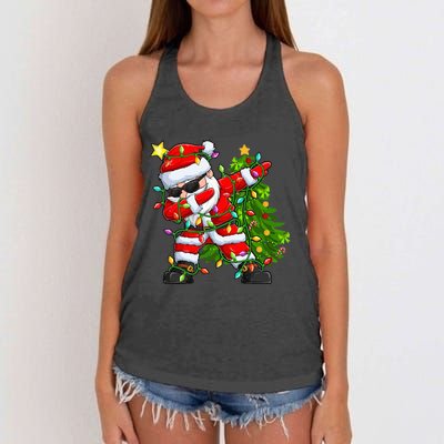 Festive Santa Tree Lights Unique Christmas Gifts Women's Knotted Racerback Tank