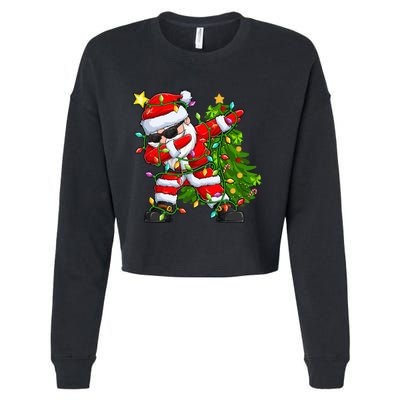 Festive Santa Tree Lights Unique Christmas Gifts Cropped Pullover Crew