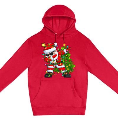 Festive Santa Tree Lights Unique Christmas Gifts Premium Pullover Hoodie