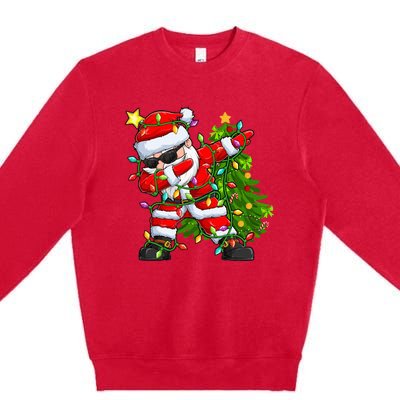 Festive Santa Tree Lights Unique Christmas Gifts Premium Crewneck Sweatshirt