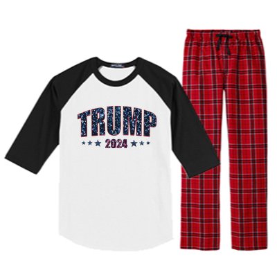 Faux Sequins Trump 2024 President Make America Trump Again Raglan Sleeve Pajama Set