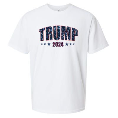 Faux Sequins Trump 2024 President Make America Trump Again Sueded Cloud Jersey T-Shirt