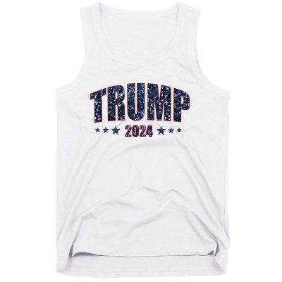 Faux Sequins Trump 2024 President Make America Trump Again Tank Top