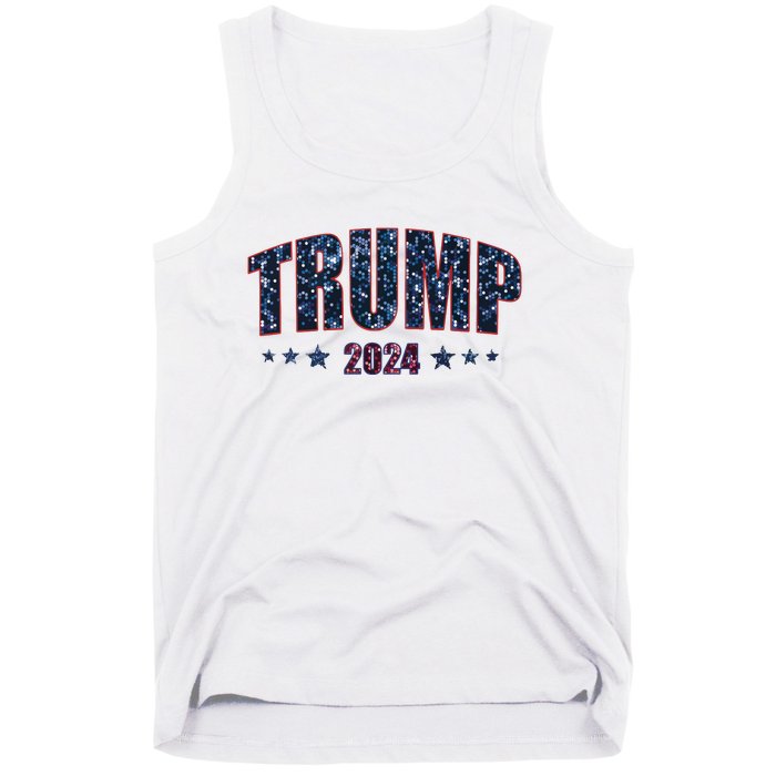 Faux Sequins Trump 2024 President Make America Trump Again Tank Top