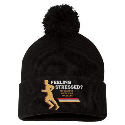 Feeling Stressed Try Running From Your Problems Pom Pom 12in Knit Beanie