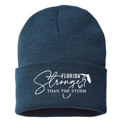 Florida Stronger Than The Storm Hurricane Milton Sustainable Knit Beanie