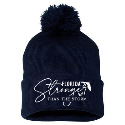 Florida Stronger Than The Storm Hurricane Milton Pom Pom 12in Knit Beanie