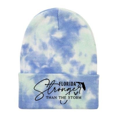 Florida Stronger Than The Storm Hurricane Milton Tie Dye 12in Knit Beanie