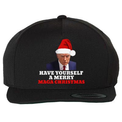 Funny Santa Trump Have Yourself A Merry Maga Christmas Xmas Wool Snapback Cap