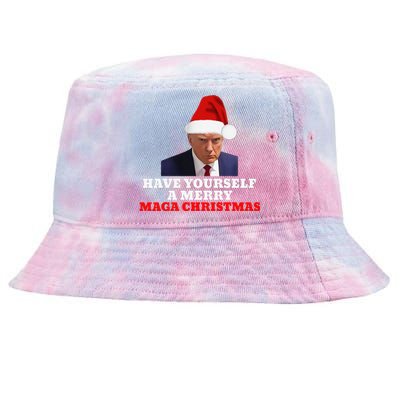 Funny Santa Trump Have Yourself A Merry Maga Christmas Xmas Tie-Dyed Bucket Hat