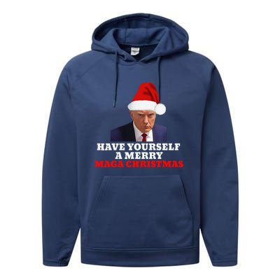 Funny Santa Trump Have Yourself A Merry Maga Christmas Xmas Performance Fleece Hoodie