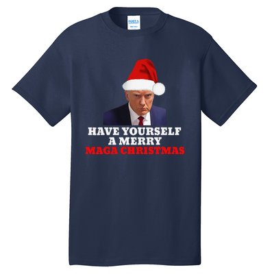 Funny Santa Trump Have Yourself A Merry Maga Christmas Xmas Tall T-Shirt