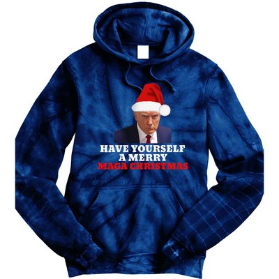 Funny Santa Trump Have Yourself A Merry Maga Christmas Xmas Tie Dye Hoodie