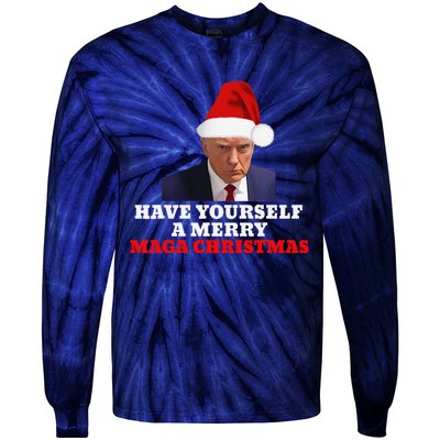 Funny Santa Trump Have Yourself A Merry Maga Christmas Xmas Tie-Dye Long Sleeve Shirt