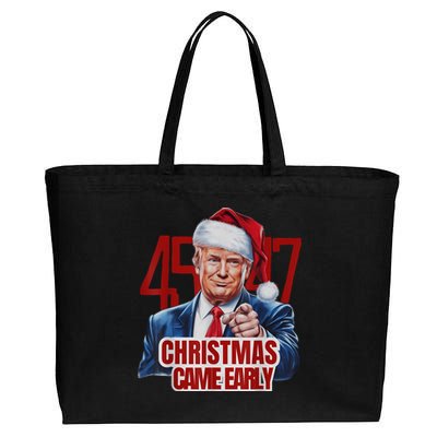 Funny Santa Trump Christmas Came Early 47th President Xmas Cotton Canvas Jumbo Tote