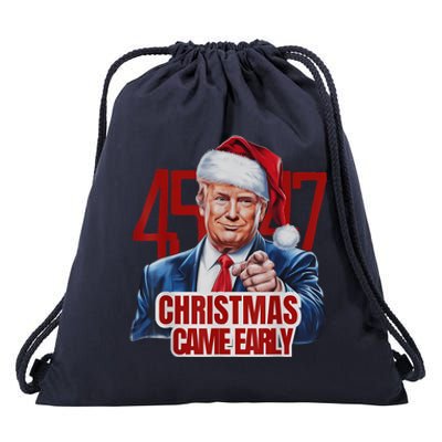 Funny Santa Trump Christmas Came Early 47th President Xmas Drawstring Bag