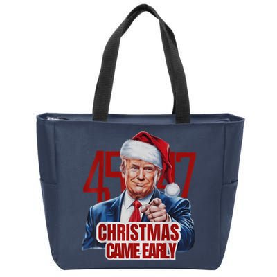 Funny Santa Trump Christmas Came Early 47th President Xmas Zip Tote Bag