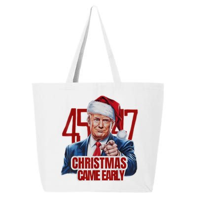 Funny Santa Trump Christmas Came Early 47th President Xmas 25L Jumbo Tote