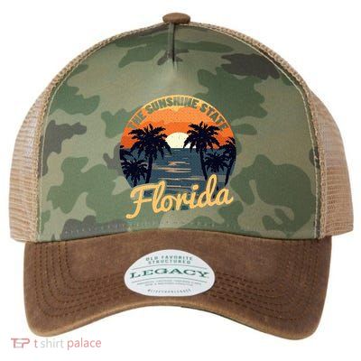 Florida Sunset Throwback Design Classic Legacy Tie Dye Trucker Hat