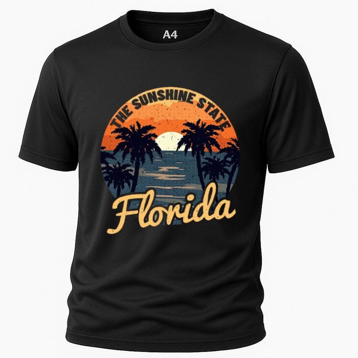Florida Sunset Throwback Design Classic Cooling Performance Crew T-Shirt