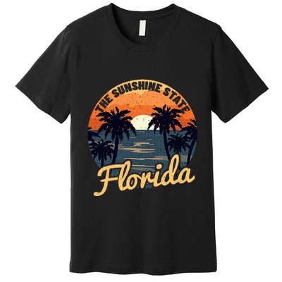 Florida Sunset Throwback Design Classic Premium T-Shirt