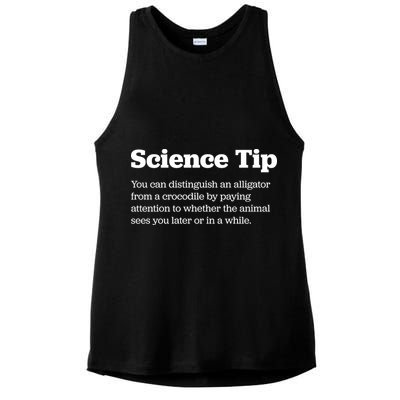 Funny Science Tip How To Distinguish A Alligator From A Crocodile Ladies PosiCharge Tri-Blend Wicking Tank