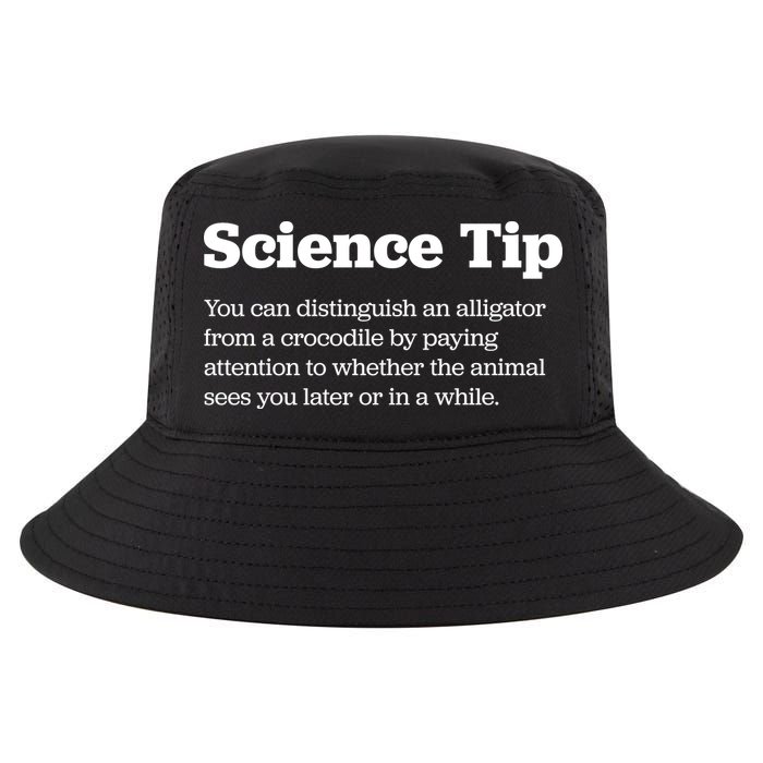 Funny Science Tip How To Distinguish A Alligator From A Crocodile Cool Comfort Performance Bucket Hat