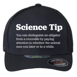 Funny Science Tip How To Distinguish A Alligator From A Crocodile Flexfit Unipanel Trucker Cap