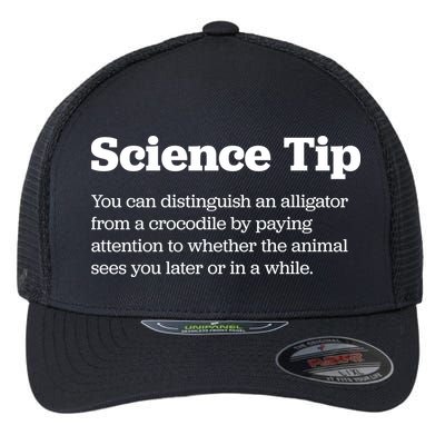 Funny Science Tip How To Distinguish A Alligator From A Crocodile Flexfit Unipanel Trucker Cap
