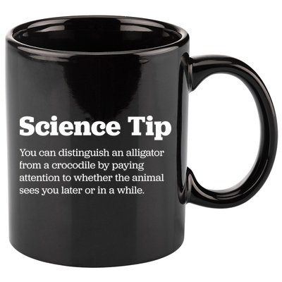 Funny Science Tip How To Distinguish A Alligator From A Crocodile 11oz C Handle Ceramic Mug