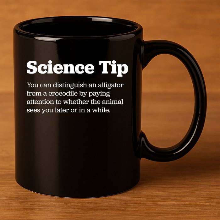 Funny Science Tip How To Distinguish A Alligator From A Crocodile 11oz C Handle Ceramic Mug