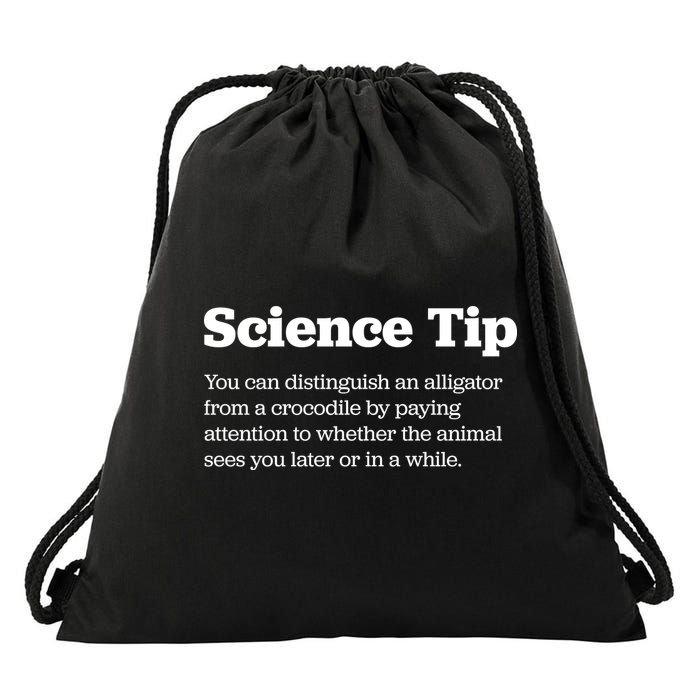 Funny Science Tip How To Distinguish A Alligator From A Crocodile Drawstring Bag