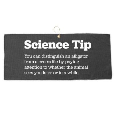 Funny Science Tip How To Distinguish A Alligator From A Crocodile Large Microfiber Waffle Golf Towel