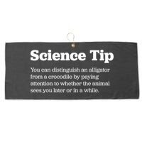 Funny Science Tip How To Distinguish A Alligator From A Crocodile Large Microfiber Waffle Golf Towel