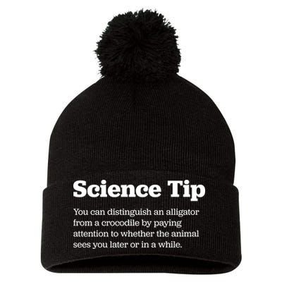 Funny Science Tip How To Distinguish A Alligator From A Crocodile Pom Pom 12in Knit Beanie