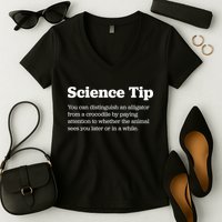 Funny Science Tip How To Distinguish A Alligator From A Crocodile Women's V-Neck T-Shirt