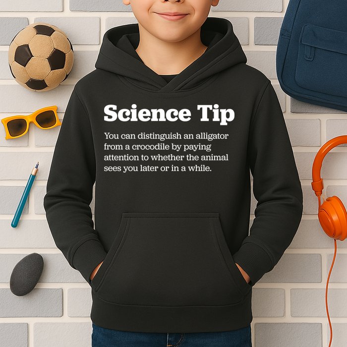 Funny Science Tip How To Distinguish A Alligator From A Crocodile Kids Hoodie