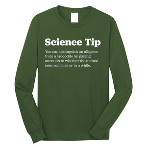 Funny Science Tip How To Distinguish A Alligator From A Crocodile Long Sleeve Shirt