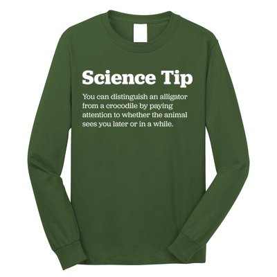 Funny Science Tip How To Distinguish A Alligator From A Crocodile Long Sleeve Shirt