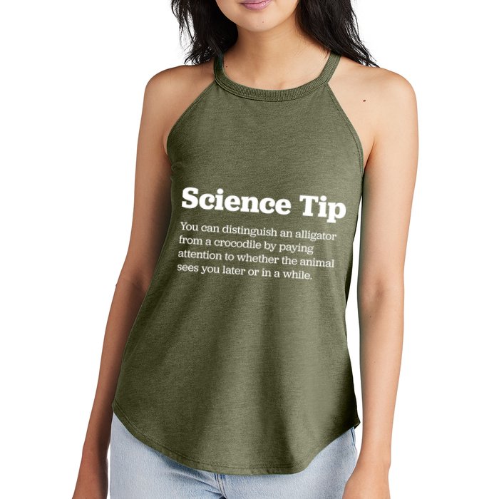 Funny Science Tip How To Distinguish A Alligator From A Crocodile Women's Perfect Tri Rocker Tank