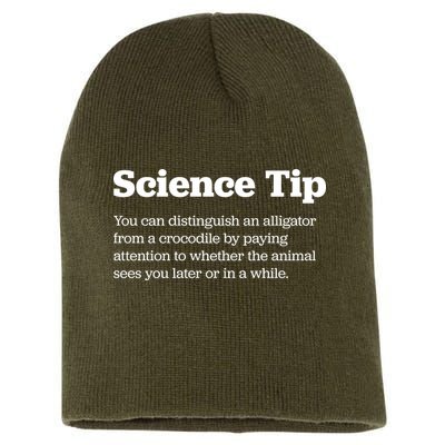 Funny Science Tip How To Distinguish A Alligator From A Crocodile Short Acrylic Beanie