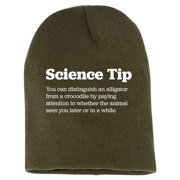 Funny Science Tip How To Distinguish A Alligator From A Crocodile Short Acrylic Beanie