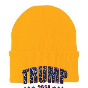 Faux Sequins Trump 2024 President Make America Trump Again Cool Gift Knit Cap Winter Beanie