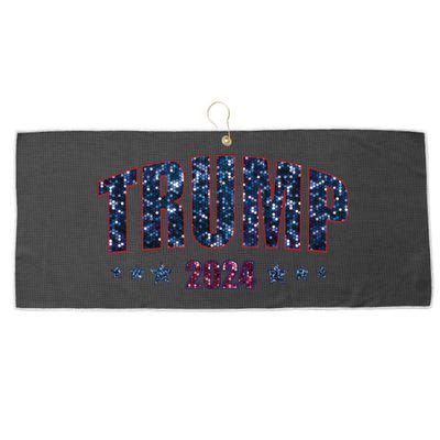 Faux Sequins Trump 2024 President Make America Trump Again Cool Gift Large Microfiber Waffle Golf Towel